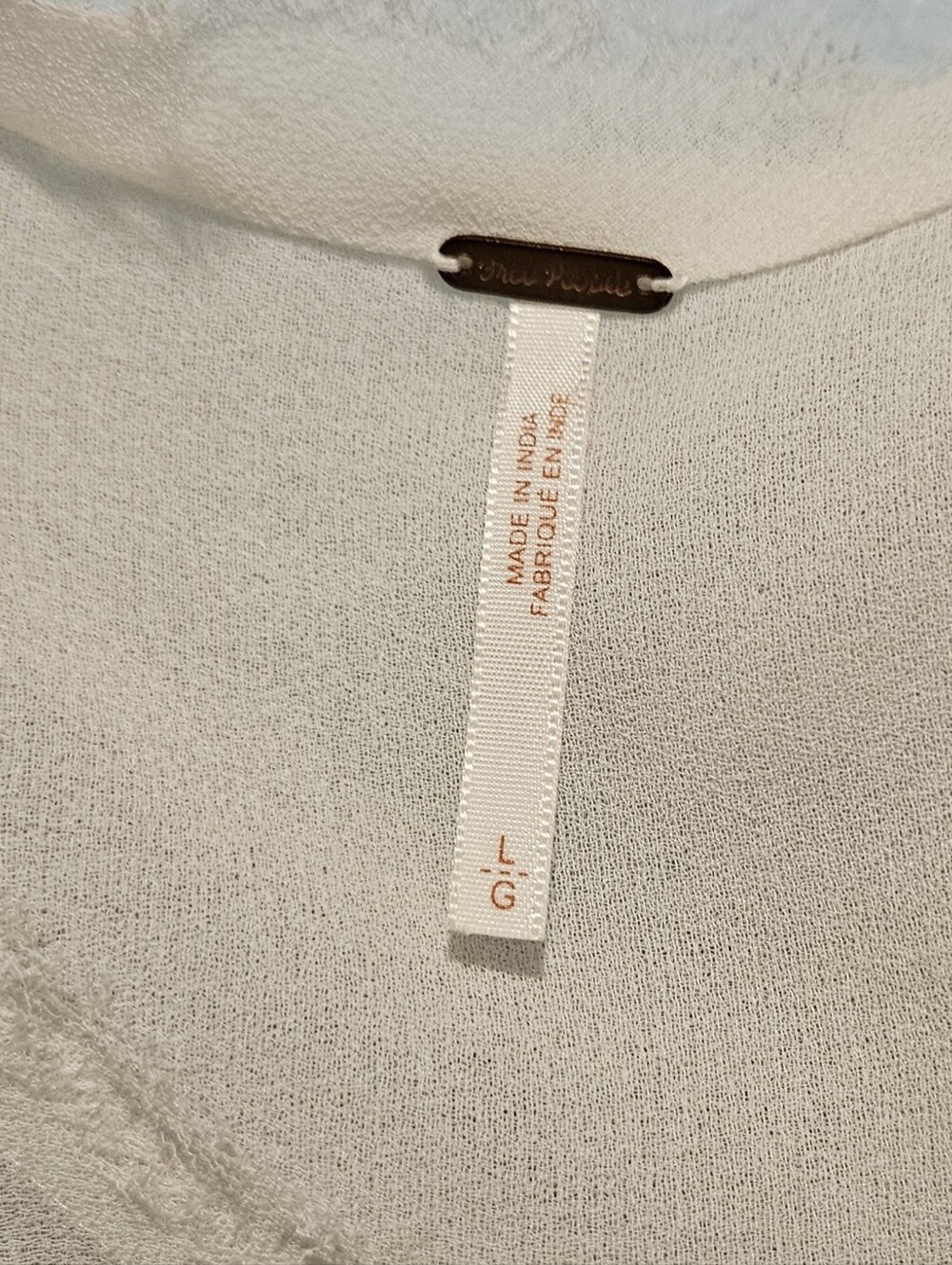 Free People Cream Embroidered V-Neck Sleeveless Top sz Large - Picture 6 of 9